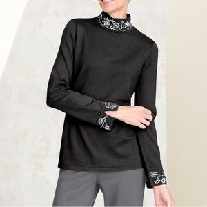 Draper and Damon bedazzled mock sweater black 2x